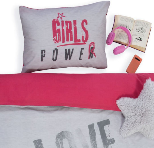 Nef-Nef Homeware City Girls Power Set de față de pernă pentru copii din bumbac 100% 52x72cm Pink