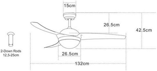 Zambelis Lights Ventilator De Tavan 132cm Cu Lentile De Mărire Negru