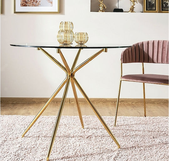 Azalia Rundischer Küchentisch mit Glaser Oberfläche Gold 80x80x76cm