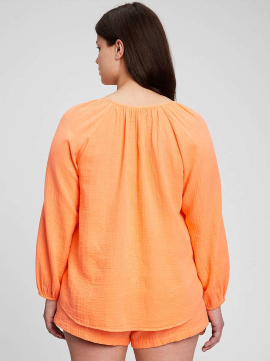 GAP Women's Monochrome Long Sleeve Shirt Orange