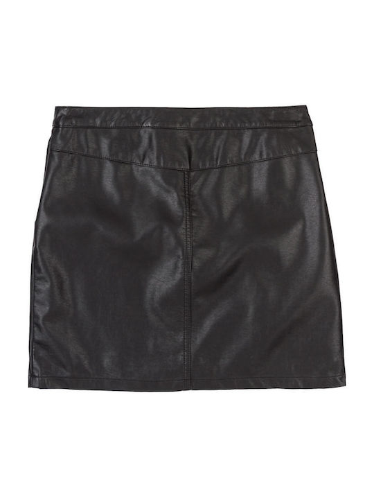 Losan 122-7009AL Leather Mini Skirt in Black color