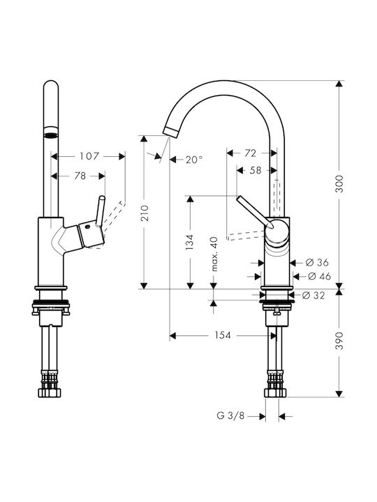 Hansgrohe Talis Ψηλή Πάγκου Ασημί