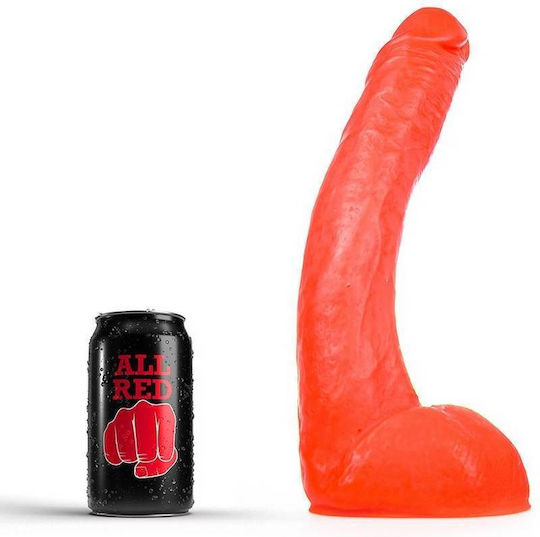 All Black All Red Ρεαλιστικό Dildo με Όρχεις Κόκκινο 27cm