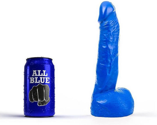 All Black All Blue Dildo realist cu Scrotum Albastru 20cm