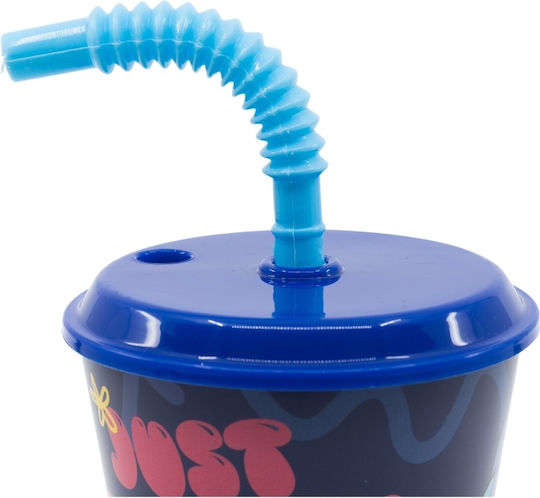 Stor Stitch Palms Wasserbrille Kunststoff Blau mit Strohhalm 430ml