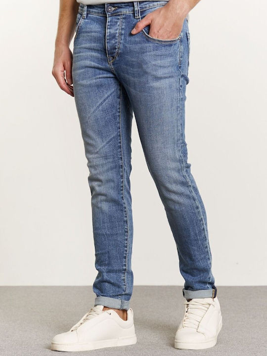 Men's Jeans Pants Elastic with Slim Fit Medium Blue Denim