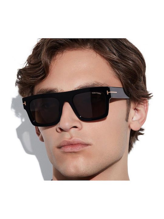 Tom Ford Fausto Men's Sunglasses with Black Horn-Rimmed Frame and Grey Gradient Lens TF0711 N 02A