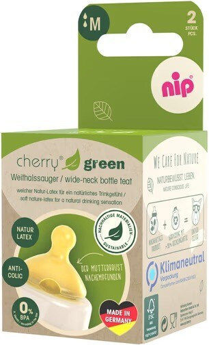 Nip Silicone Baby Bottle Teats Medium Flow for 6+ months 2pcs