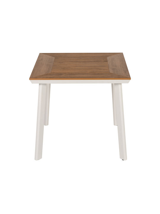 Masa Bar pentru spații exterioare mici Polywood cu schelet din aluminiu Epupa White / Walnut 80x80x73buc