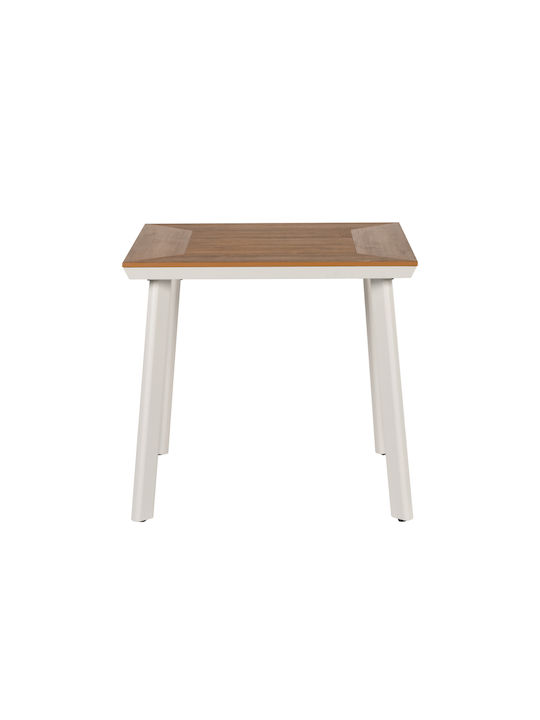 Masa Bar pentru spații exterioare mici Polywood cu schelet din aluminiu Epupa White / Walnut 80x80x73buc