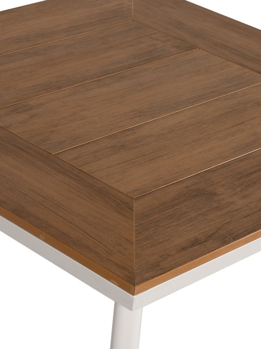 Masa Bar pentru spații exterioare mici Polywood cu schelet din aluminiu Epupa White / Walnut 80x80x73buc