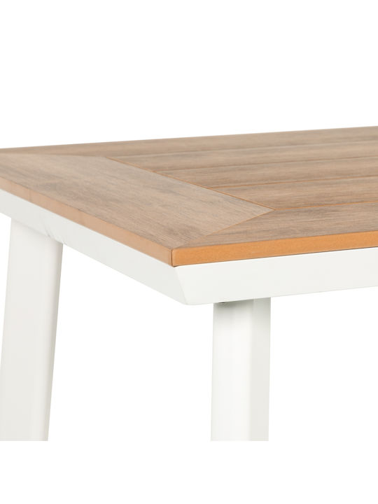 Epupa Outdoor Dinner Free Standing Table with Polywood Surface and Aluminum Frame Walnut 120x80x73cm