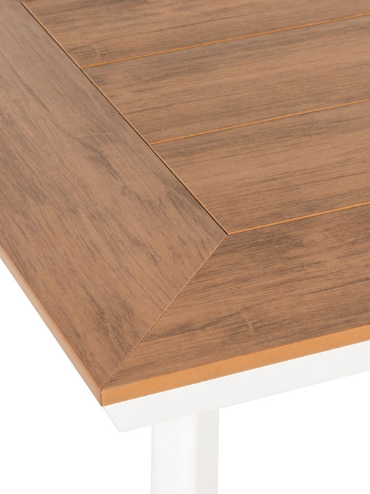 Epupa Outdoor Dinner Free Standing Table with Polywood Surface and Aluminum Frame Walnut 120x80x73cm