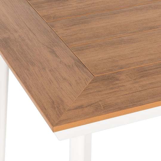 Epupa Outdoor Dinner Free Standing Table with Polywood Surface and Aluminum Frame Walnut 120x80x73cm