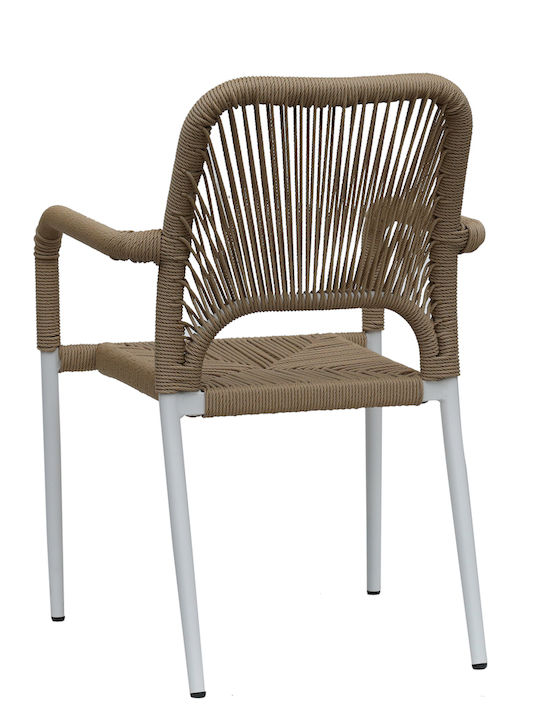 Градински Стол Алуминиев Tinkisso Бял / Естествен 57x63x82см