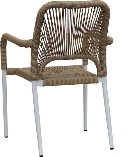 Градински Стол Алуминиев Tinkisso Бял / Естествен 57x63x82см