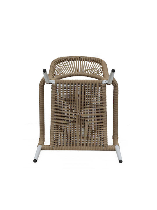Градински Стол Алуминиев Tinkisso Бял / Естествен 57x63x82см