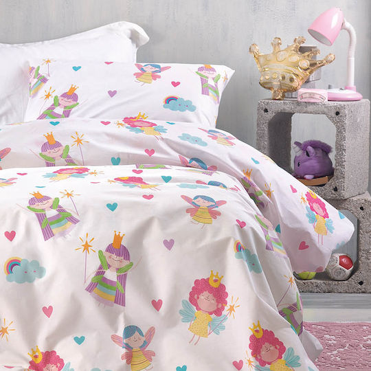 Rythmos Semi Double Set with Elastic Band Fairies White 160x260cm Kids Sheets Rythmos Semi Double Set with Elastic Band Fairies White 160x260cm Kids Sheets