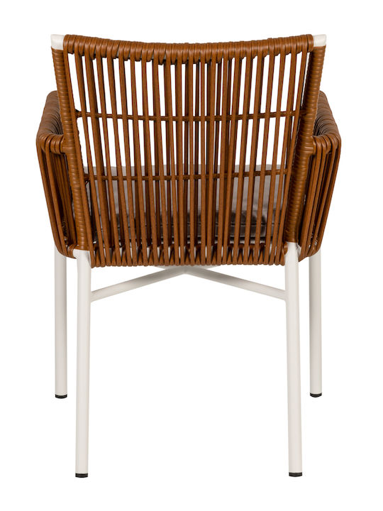 Fotoliu de Exterior Rattan Bluenile Alb / maro cu pernă 1buc 56x60x89cm.