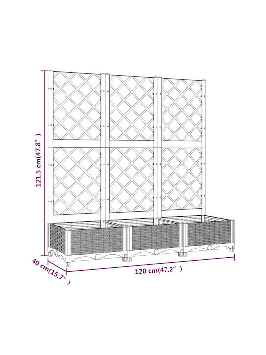 vidaXL Planter Box Plastic White 120x40x121.5cm.