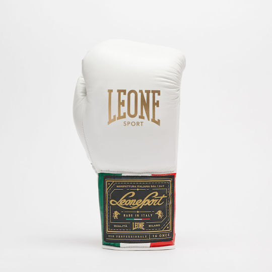 Leone Mănuși de Box din Piele pentru Competiție Albe