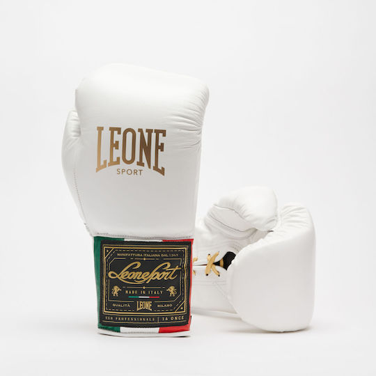 Leone Mănuși de Box din Piele pentru Competiție Albe