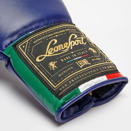 Leone Boxing Gloves Leather for Match Blue