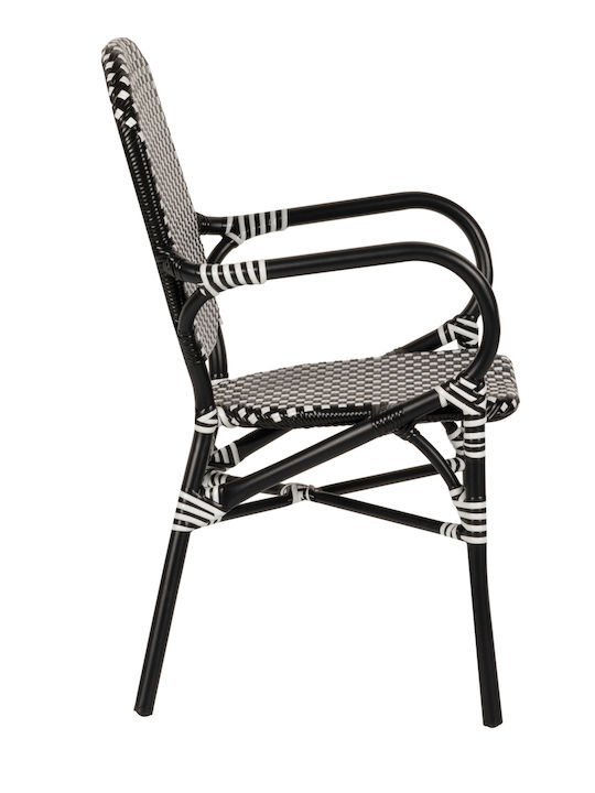 Καρέκλα Εξωτερικού Χώρου Rattan Boali Μαύρο / Λευκό 57x58x85εκ.