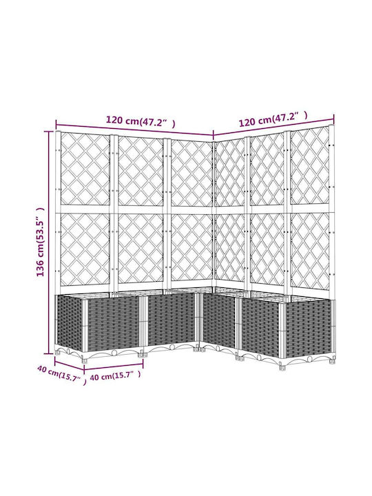 vidaXL Planter Box Plastic White 120x120x136cm.