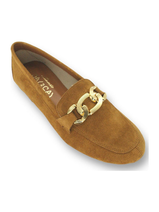Δερμάτινα Γυναικεία Loafers σε Ταμπά Χρώμα