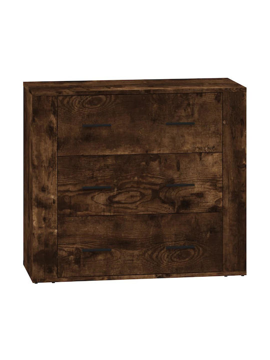 vidaXL Kommode Für Schlafzimmer Holzschatten Rauch Eiche Mit 6 Schubladen 160x33x70cm