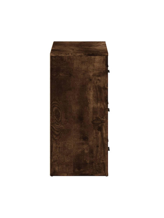 vidaXL Kommode Für Schlafzimmer Holzschatten Rauch Eiche Mit 6 Schubladen 160x33x70cm