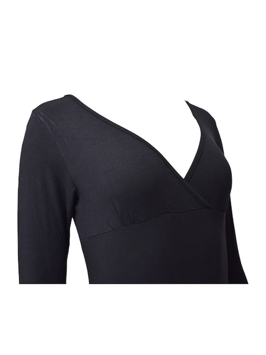 Lingerie Wrap Long Sleeve Bodysuit Black
