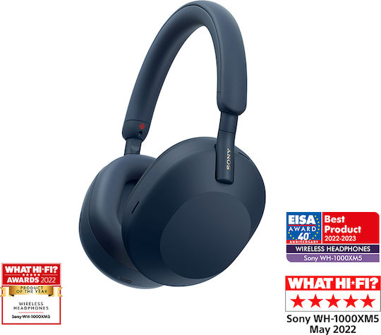 Sony WH-1000XM5 Безжични / Жични Over Ear Слушалки с 30 часа Работа и Бързо Зареждане Midnight Blue