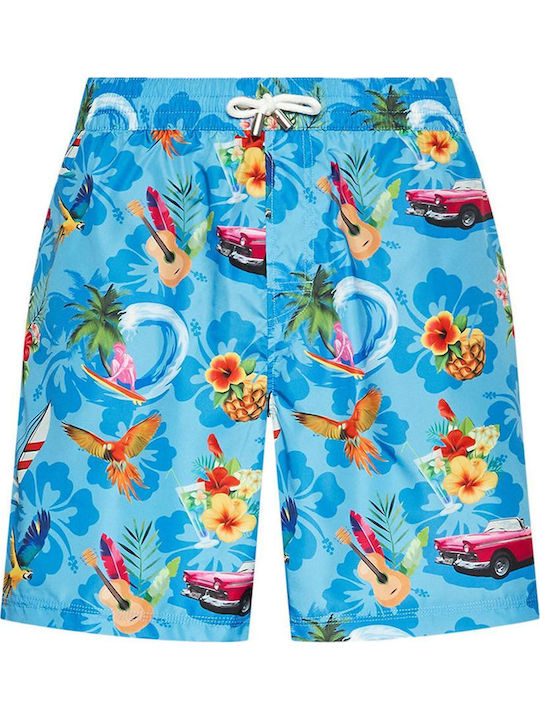 Hawaii Men's Swimwear Shorts Light Blue Floral
