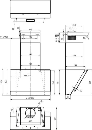 Gorenje WHI649EXBG Απορροφητήρας Καμινάδα 60cm Μαύρος
