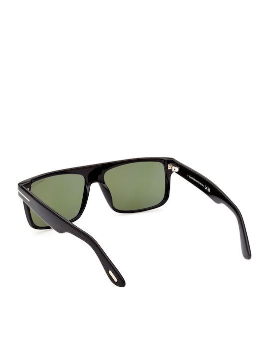 Tom Ford Men's Sunglasses with Black Horn-Rimmed Frame and Green Gradient Lens TF0999 01N