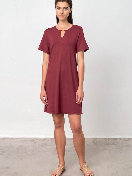 Vamp Summer Mini Dress Burgundy