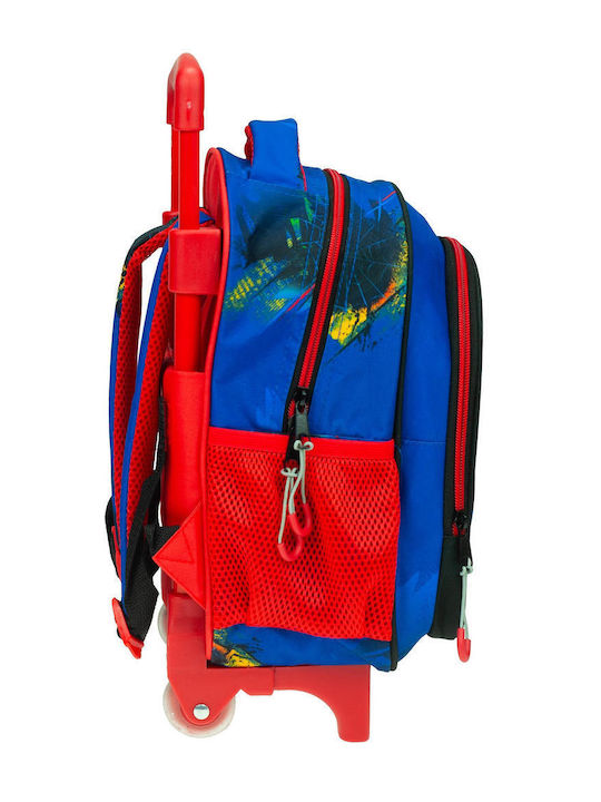 Gim Spiderman Blue Net School Bag Trolley Kindergarten in Blue color