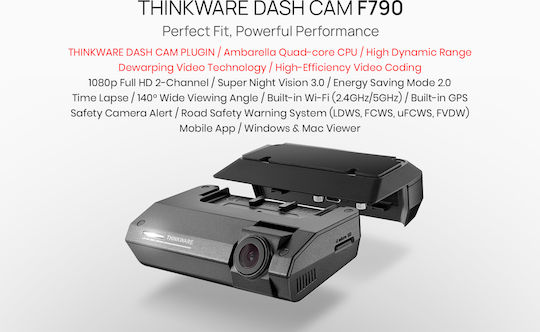 Thinkware F790 Σετ Κάμερα DVR Αυτοκινήτου 1080P GPS & Κάμερα Οπισθοπορείας