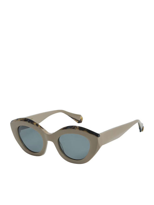 Gigi Barcelona Kendra Women's Sunglasses with Beige Plastic Frame and Green Lens 6753/0
