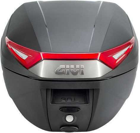 Givi Monolock Μπαγκαζιέρα Μοτοσυκλέτας με Κόκκινα Αντανακλαστικά 30lt Μαύρη
