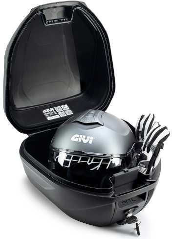 Givi Monolock Μπαγκαζιέρα Μοτοσυκλέτας με Κόκκινα Αντανακλαστικά 30lt Μαύρη
