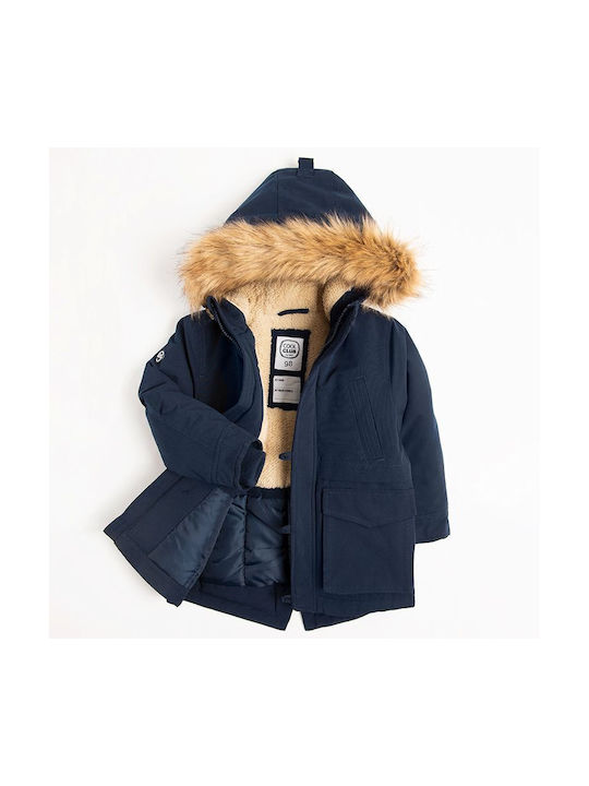 Cool Club Kids Parka Long with Lining & Protection Hood Navy Blue