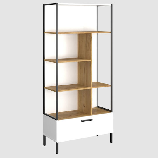 Βιβλιοθήκη Santes Gold Oak / White 90x42x197.5εκ. Βιβλιοθήκη Santes Gold Oak / White 90x42x197.5εκ.