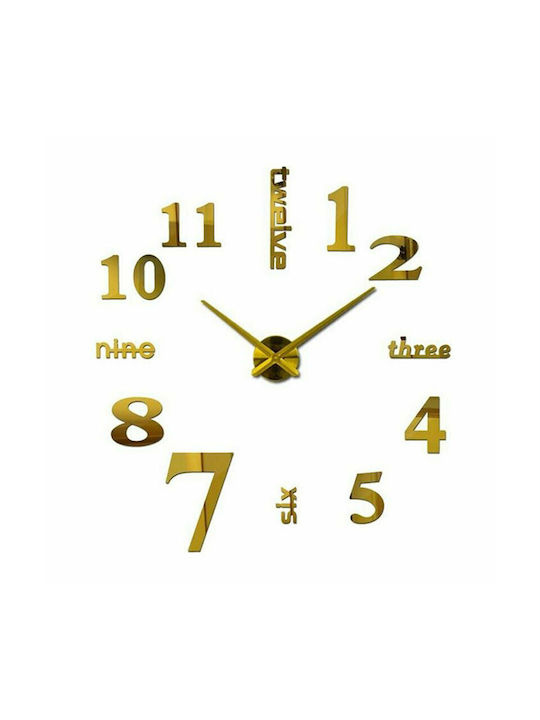 Factory 3D Wanduhr Aufkleber Kunststoff Gold 33x17cm