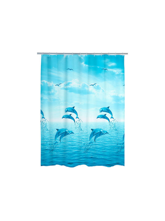 Wenko Dolphin Duschvorhang 180x200cm Hellblau