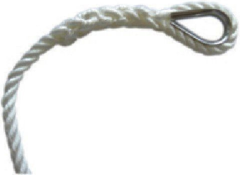 Eval Rope Twisted 10mm Mooring or Anchor Rope with Stainless Steel ShackleWhite
