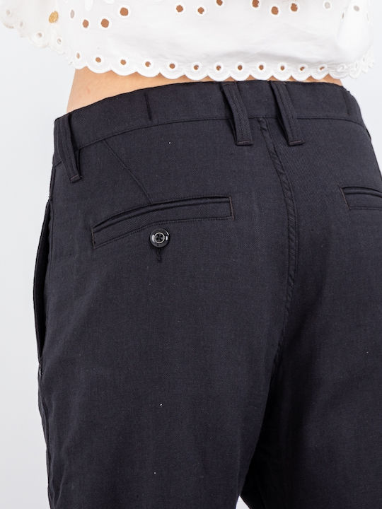 Dama Pantaloni Chino cu Croială Relaxată Negru
