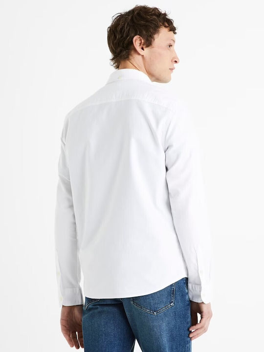 Celio Daxford Men's Shirt Long Sleeve White